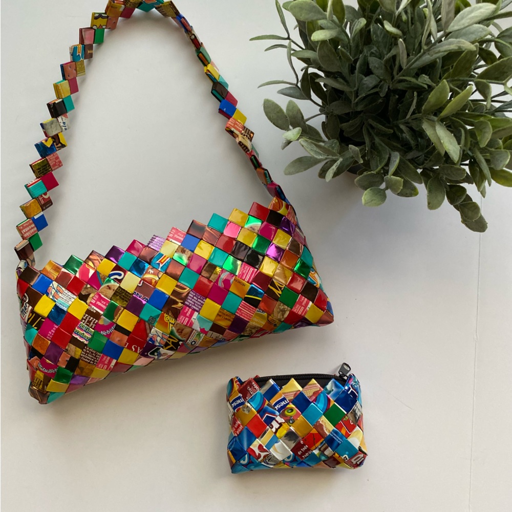 Candy And Gum Wrapper Custom Handbag With Change … - image 1